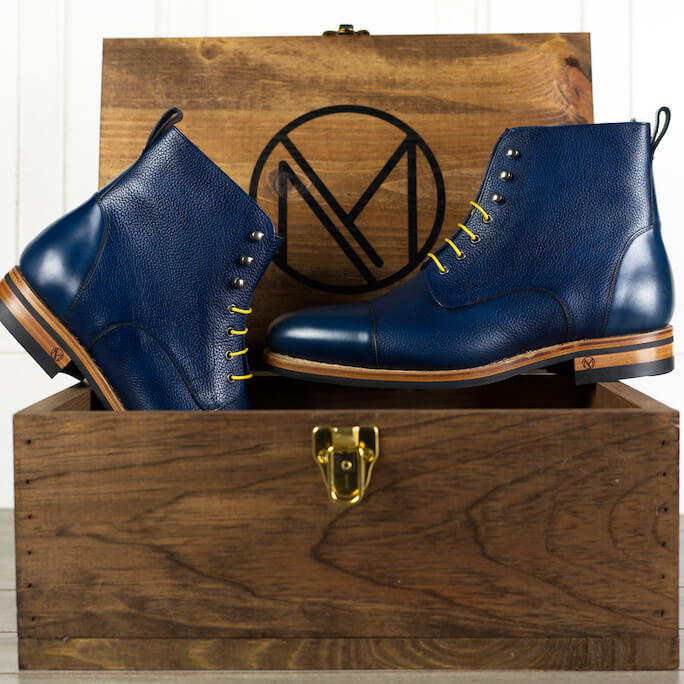 Navy blue orders lace up boots