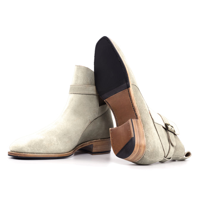 UPMEN Kail Boot - Ivory Suede Cuban Heel Men's Ankle Boots