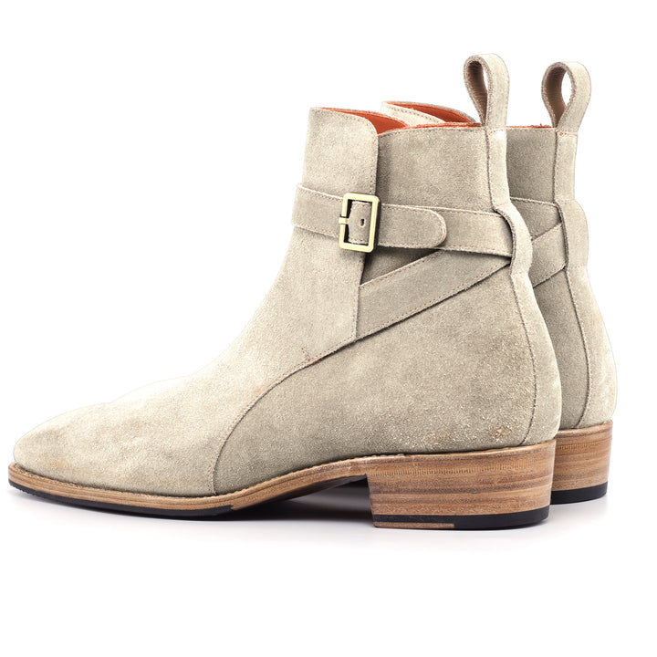 UPMEN Saint Russel Boot Ivory Suede Cuban Heel