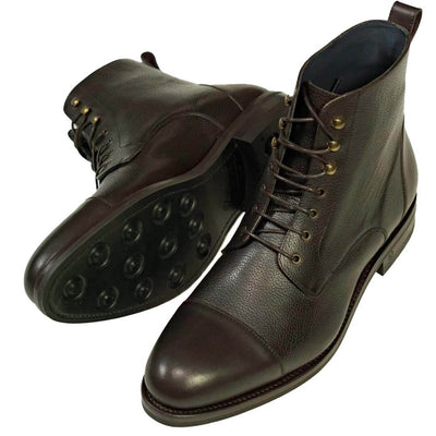 upmen logan boot Dark brown hand-painted full grain Italian vegetable crust calf leather and dark brown Italian vegetable crust calf caps